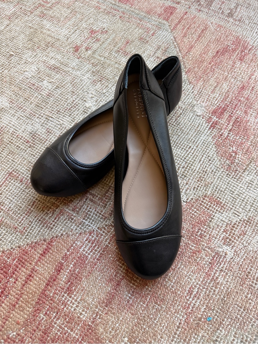 Alfani Black ballet shoes Leather Round-Toe Slip-On Flats